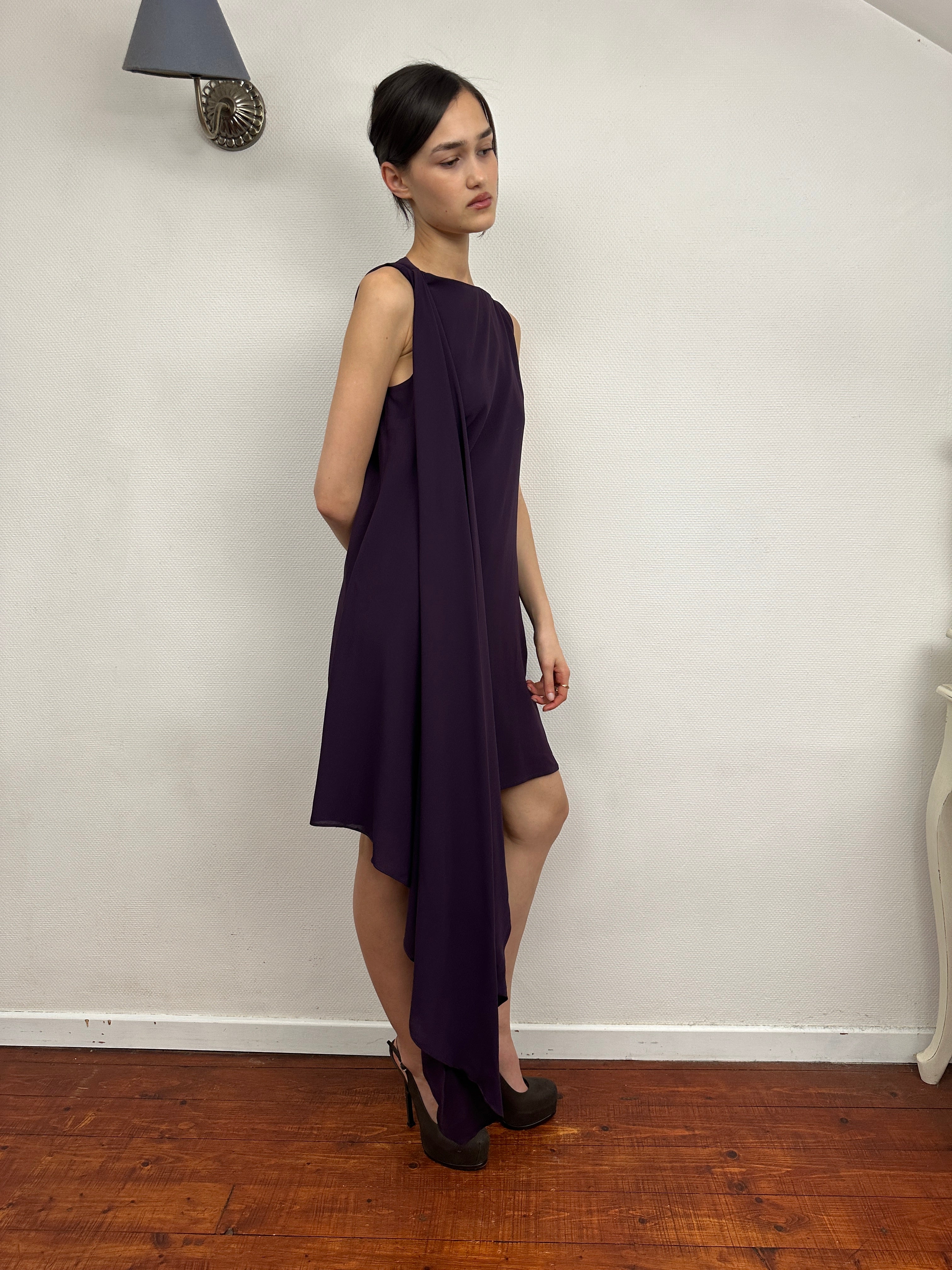 jil sander silk dress Silk-blend satin maxi dress - black