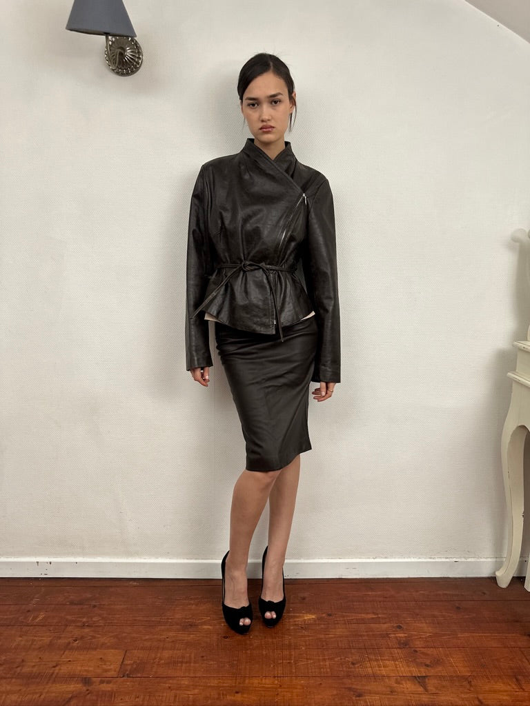 2000s Gucci Tom Ford Tailored Leather skirt – Glintz