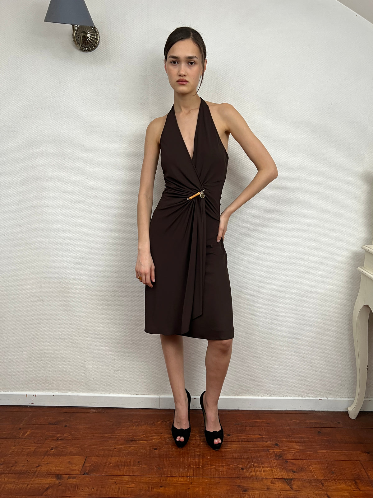 gucci halter dress 2006 search naomi genes naomigenes Size:40W x 30L HEIDRE Off Shoulder Draped Halter neck