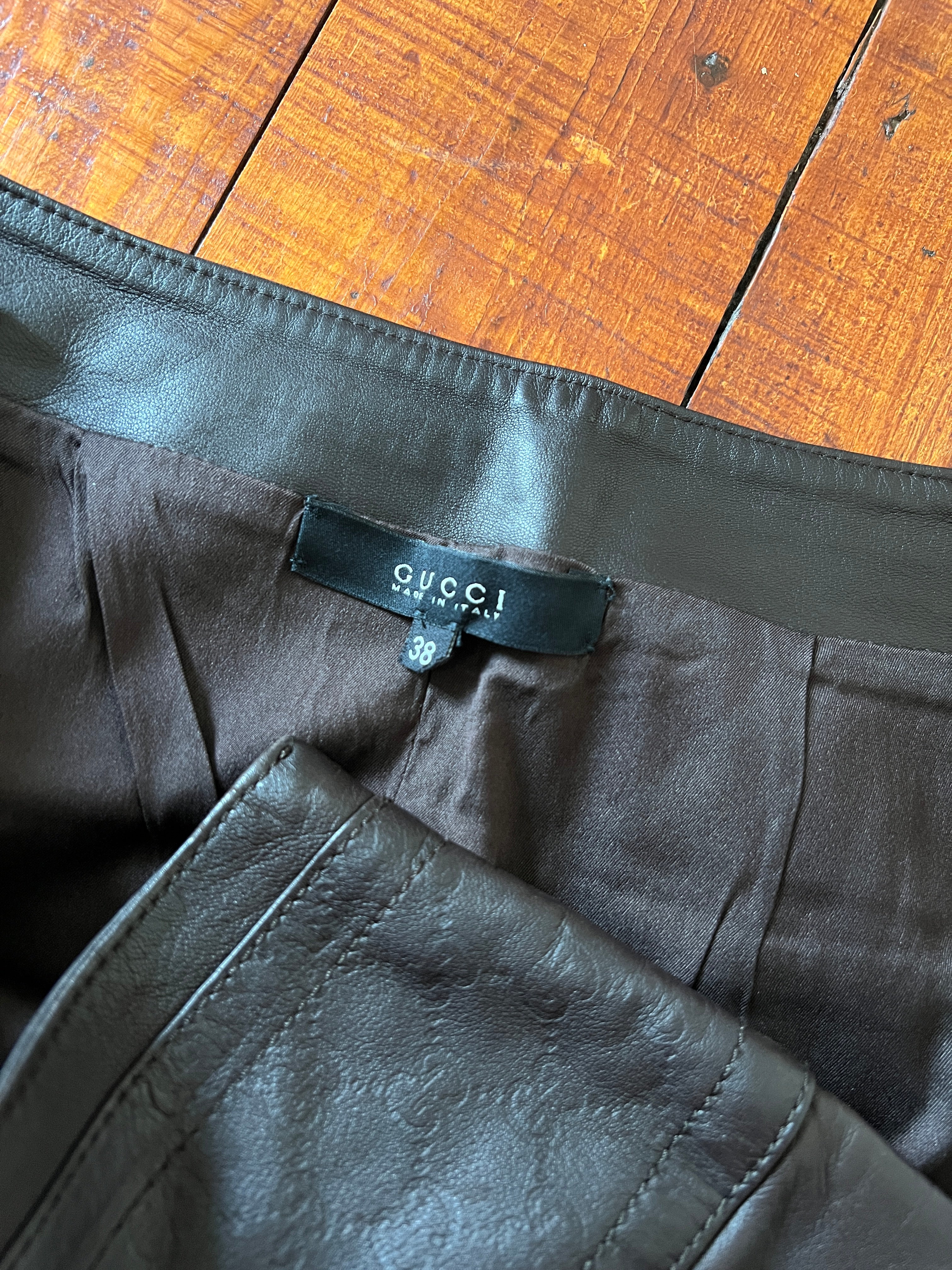 2000s Gucci Tom Ford Tailored Leather skirt