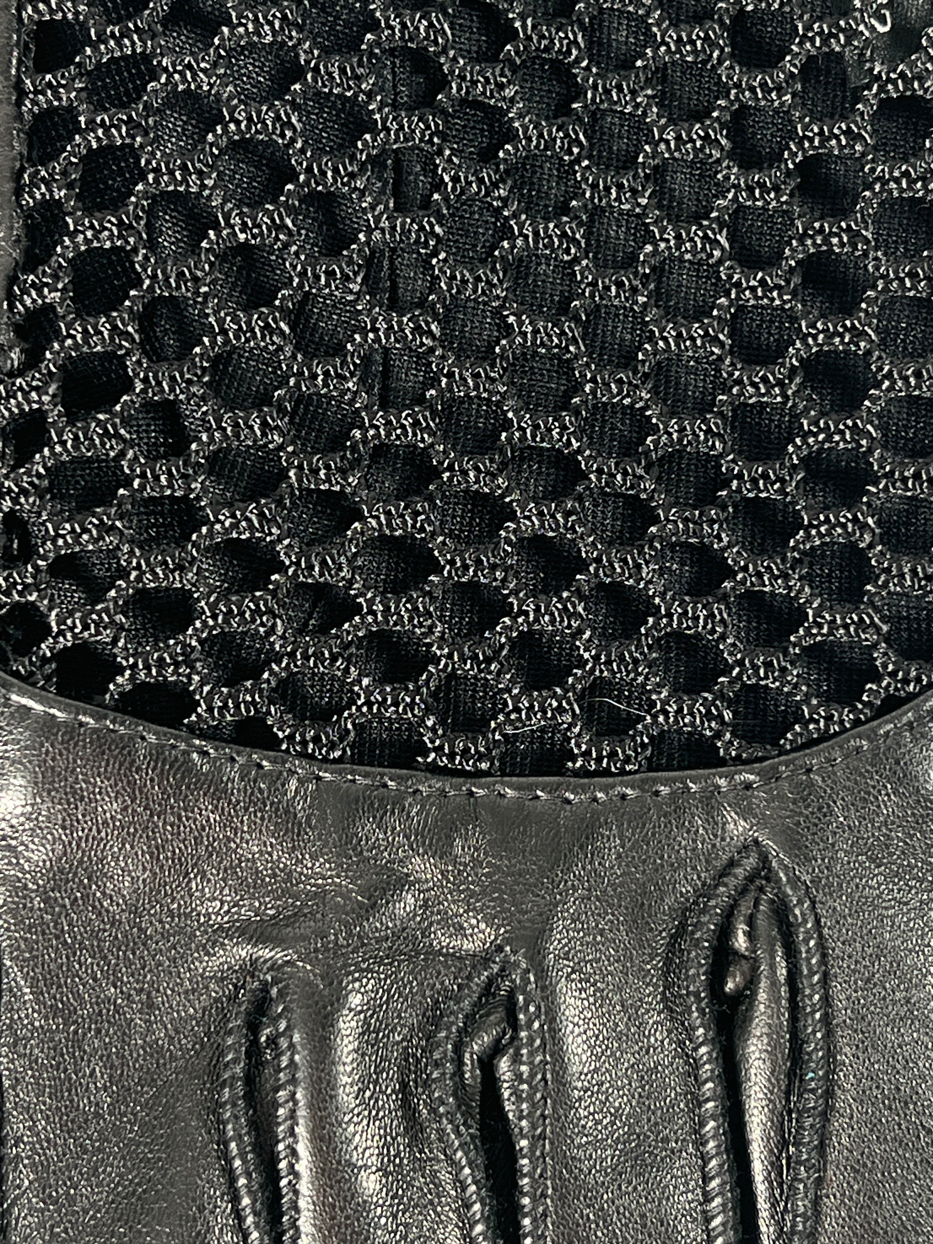 Nina Ricci Leather Mesh Gloves