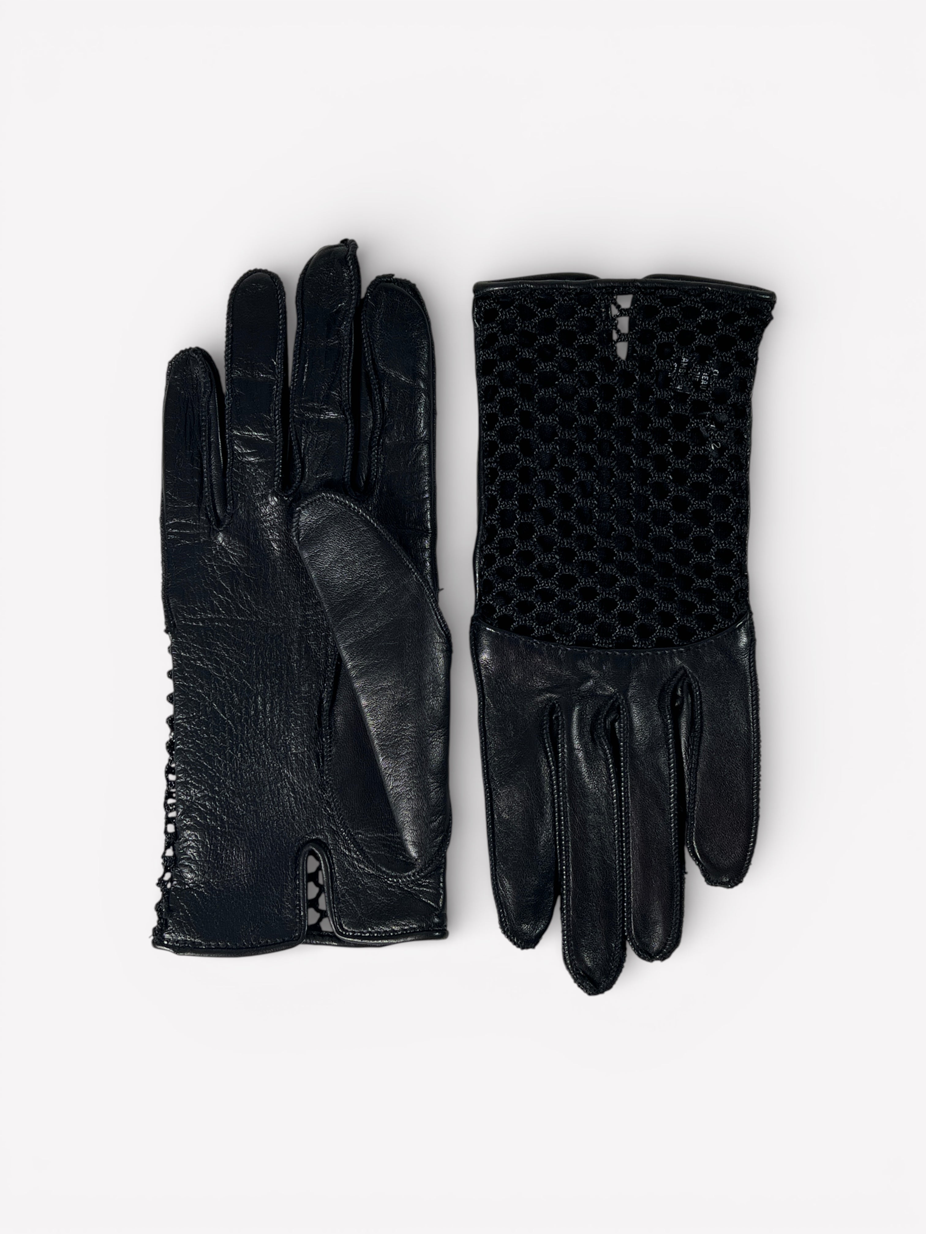 Nina Ricci Leather Mesh Gloves