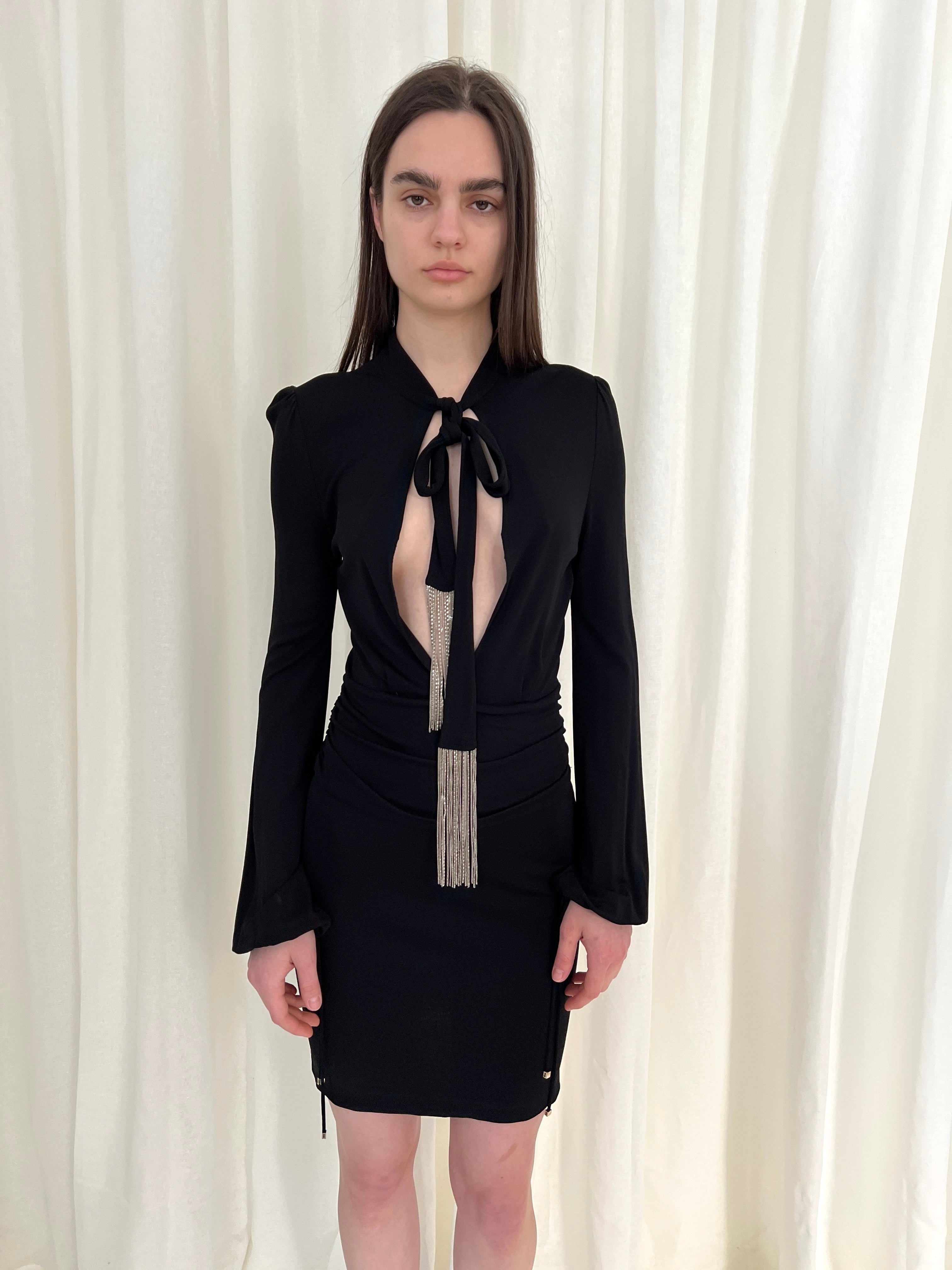 FW06 Gucci chain fringe bodycon dress
