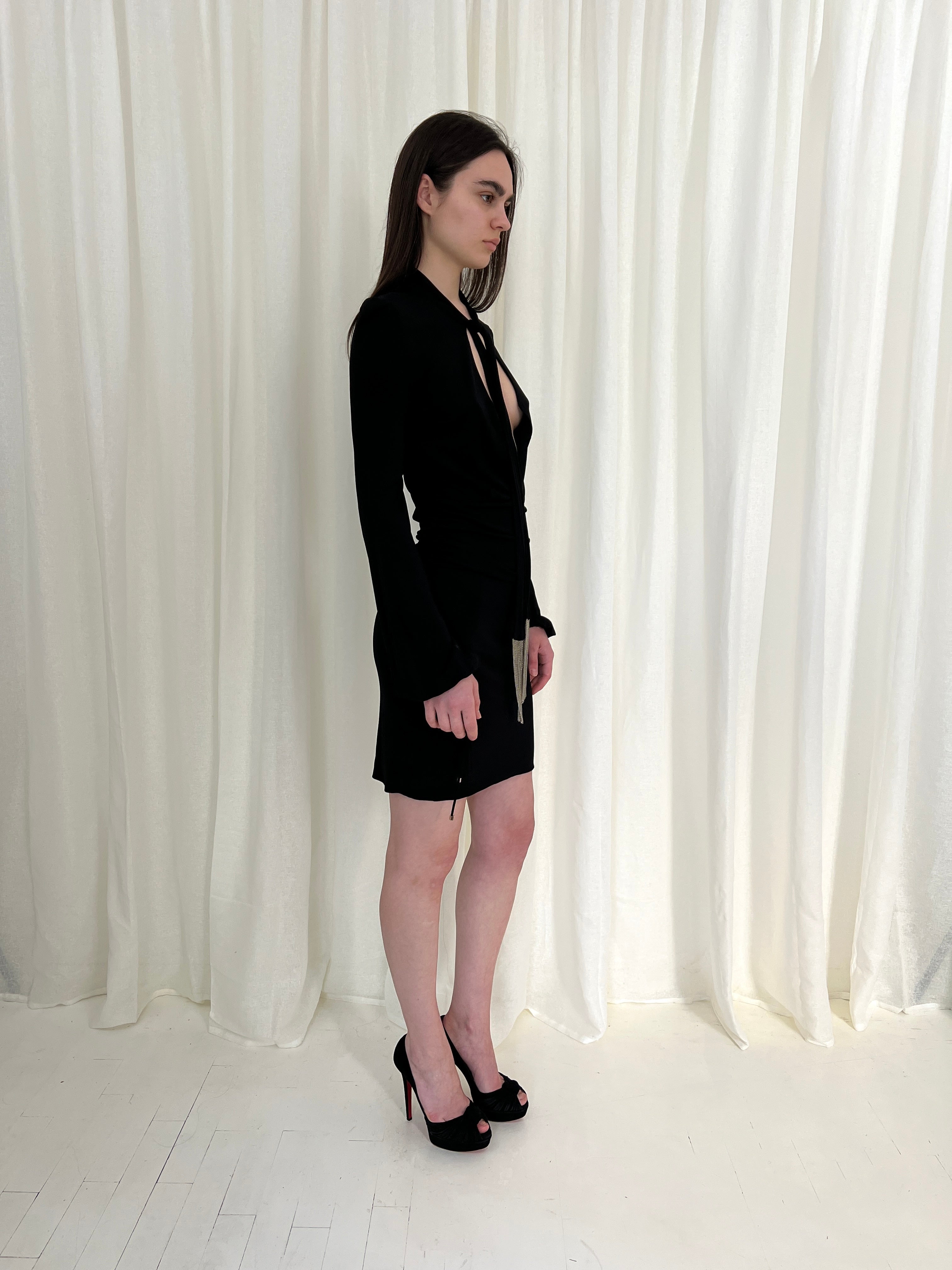 FW06 Gucci chain fringe bodycon dress