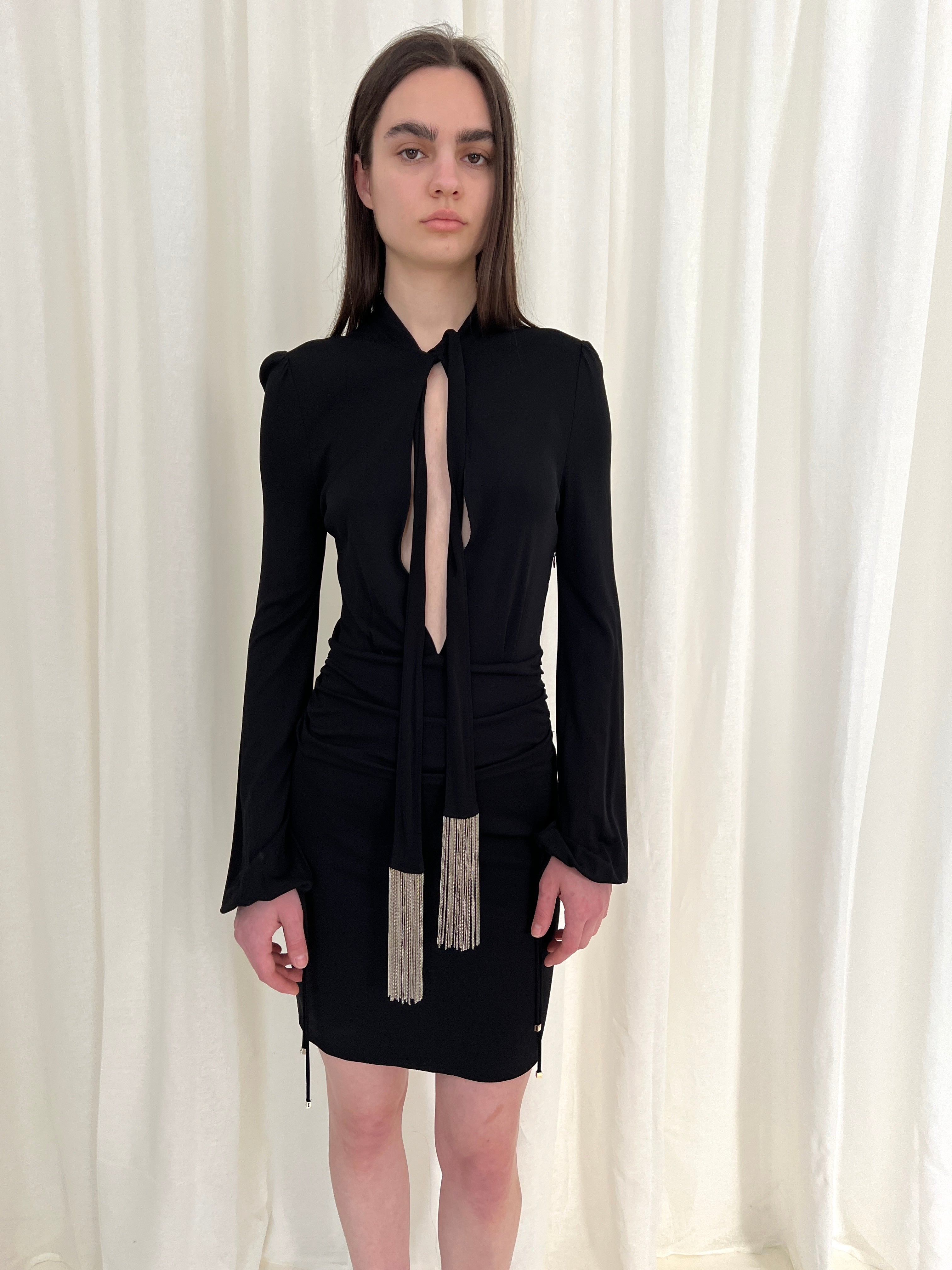 FW06 Gucci chain fringe bodycon dress