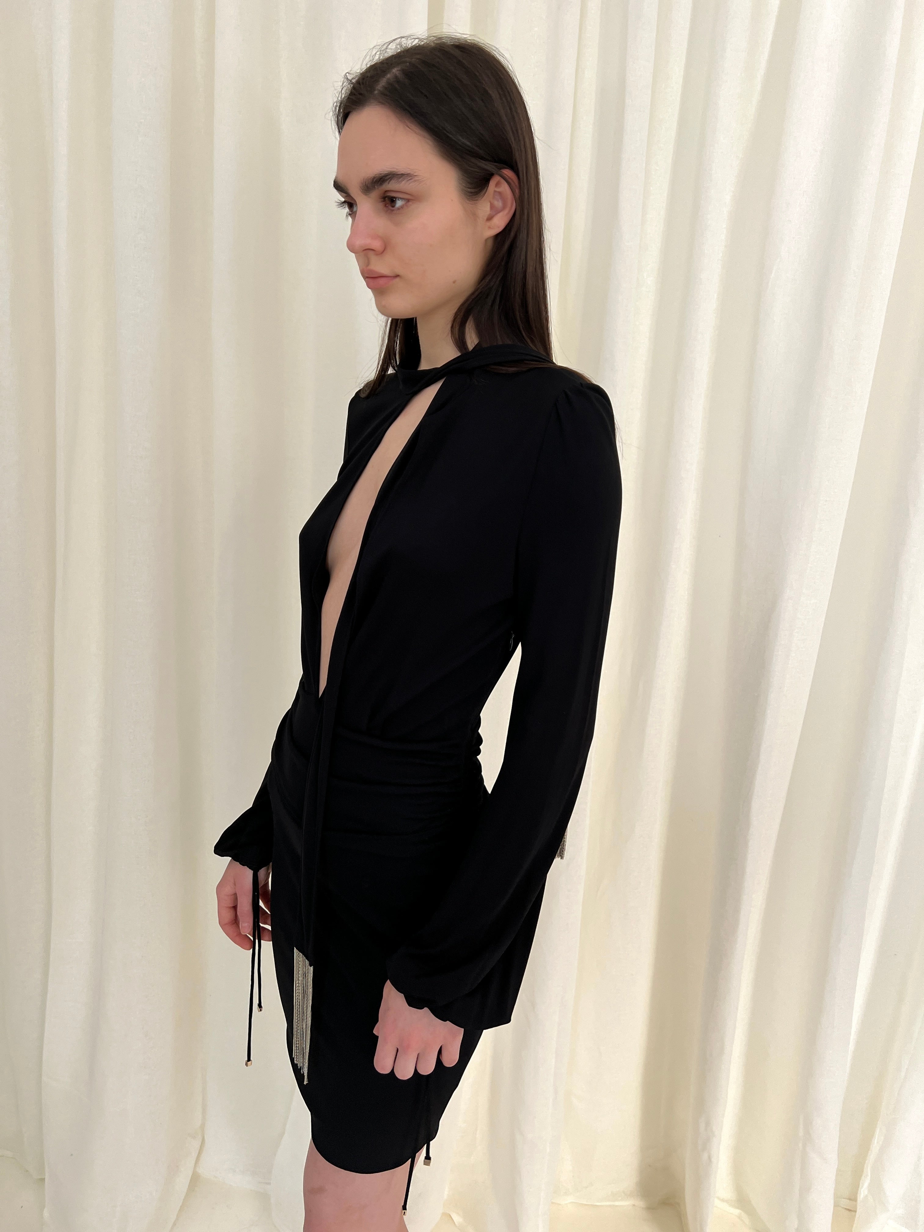 FW06 Gucci chain fringe bodycon dress