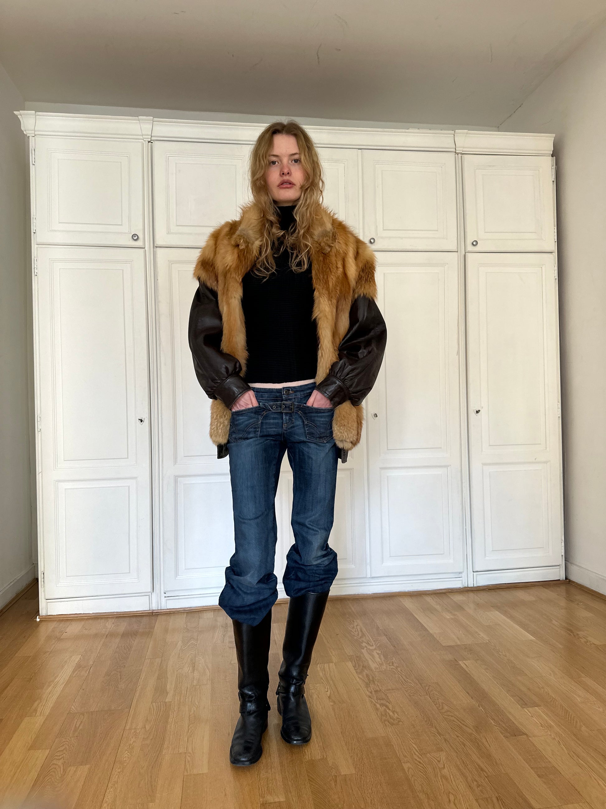 Real fur bomber jacket