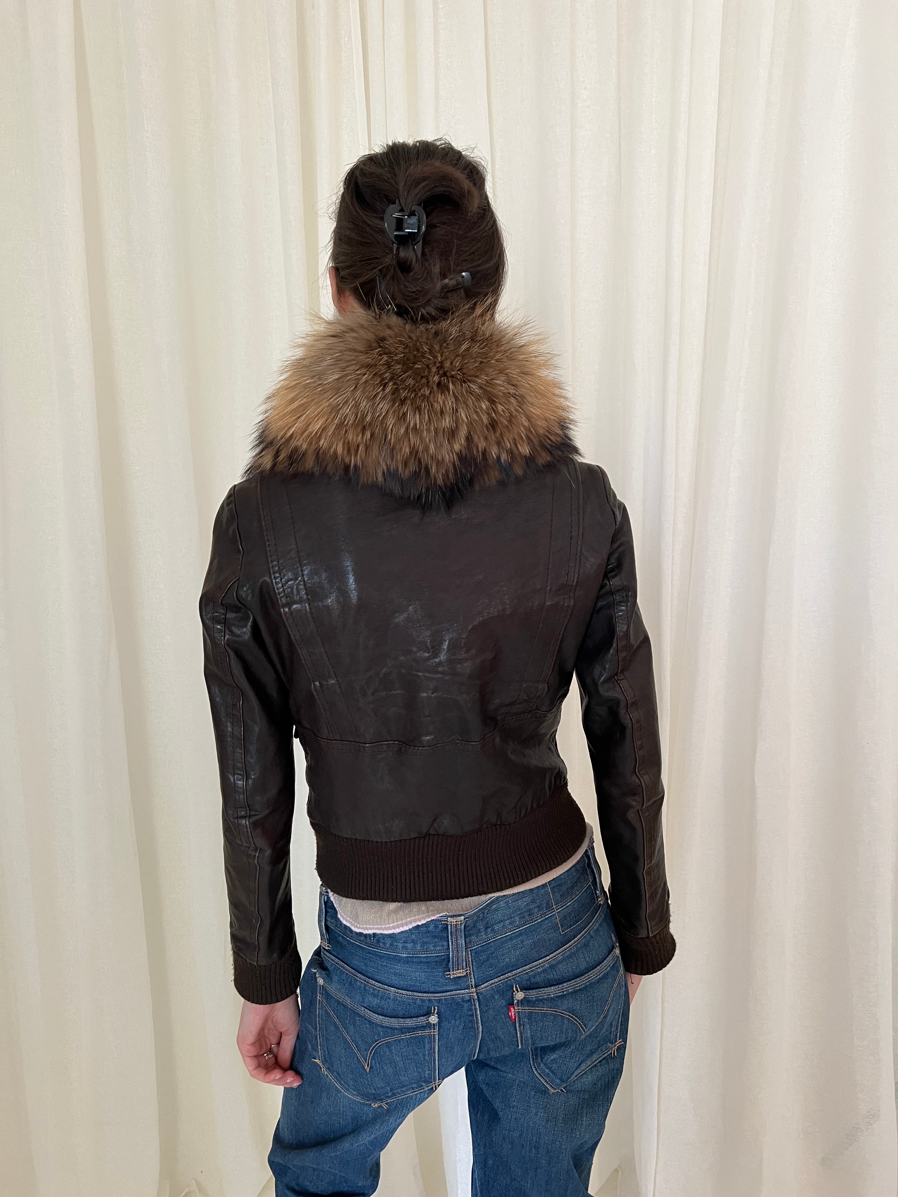 Vintage leather fur jacket